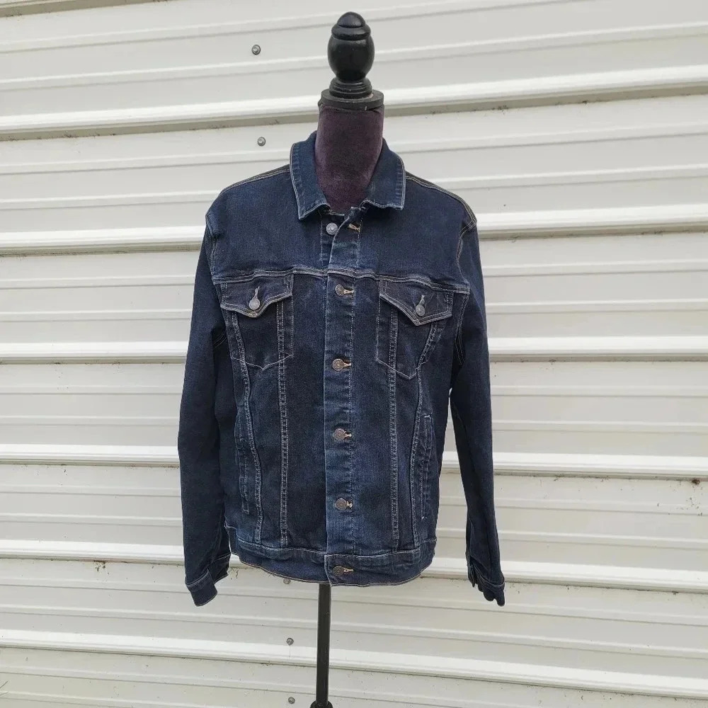 ARIZONA JEAN ADVANCE FLEX 360 Dark BLUE Denim JACKET Stretvh WOMENS SIZE XL